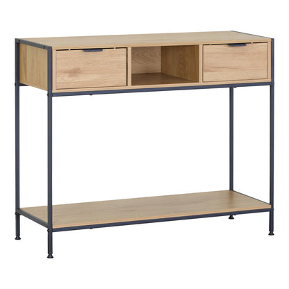 Κονσόλα Regando pakoworld σε oak απόχρωση με μαύρο μέταλλο 100x35x80εκ
