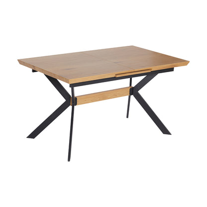 Τραπέζι Jessamy pakoworld επεκτεινόμενο MDF 43mm σε φυσική απόχρωση και πόδι μεταλλικό μαύρο 160/200