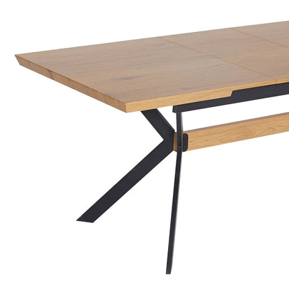 Τραπέζι Jessamy pakoworld επεκτεινόμενο MDF 43mm σε φυσική απόχρωση και πόδι μεταλλικό μαύρο 160/200