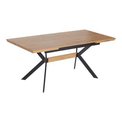 Τραπέζι Jessamy pakoworld επεκτεινόμενο MDF 43mm σε φυσική απόχρωση και πόδι μεταλλικό μαύρο 160/200