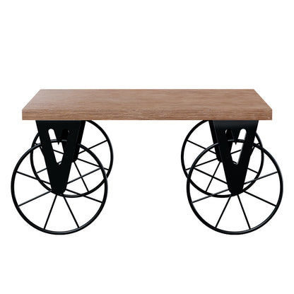 Τραπέζι σαλονιού Bike pakoworld χρώμα μαύρο-καρυδί 85x55x41εκ