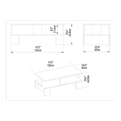 Τραπέζι σαλονιού Olly pakoworld λευκό 120x60x47εκ