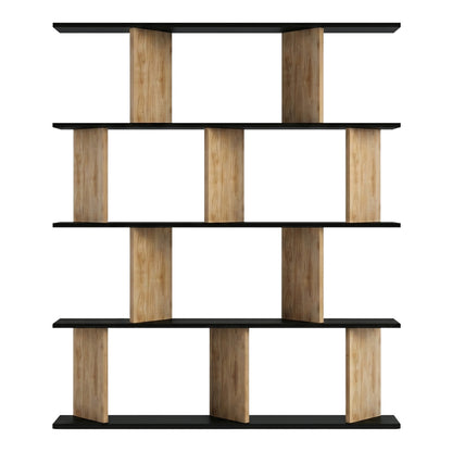 Βιβλιοθήκη Ratu pakoworld καρυδί με ανθρακί 120x24,6x141εκ