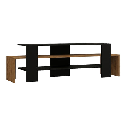 Έπιπλο τηλεόρασης Lenour pakoworld sonoma με μαύρο 150x35x45εκ