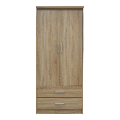 Ντουλάπα ρούχων δίφυλλη OLYMPUS pakoworld σε sonoma απόχρωση 81x57x183εκ