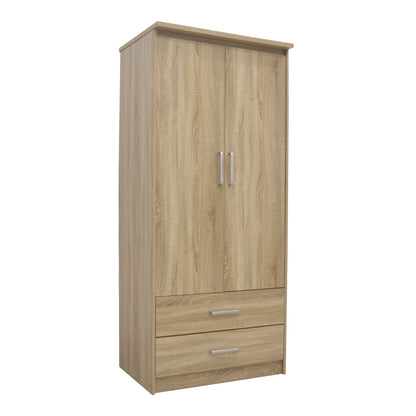 Ντουλάπα ρούχων δίφυλλη OLYMPUS pakoworld σε sonoma απόχρωση 81x57x183εκ