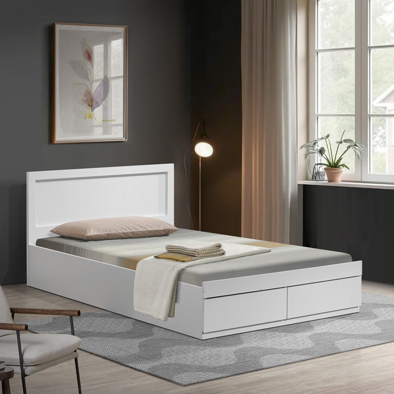 Κρεβάτι Olympus pakoworld με συρτάρι σε λευκή απόχρωση 100x200εκ