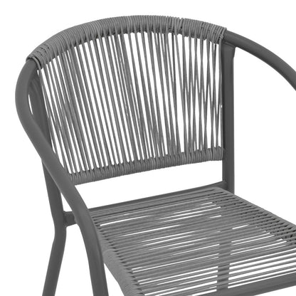 Πολυθρόνα Lindaria pakoworld στοιβαζόμενη μέταλλο-pe rattan σε ανθρακί απόχρωση 54x63x74εκ