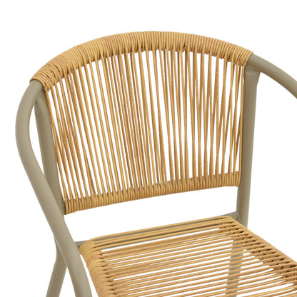 Πολυθρόνα Lindaria pakoworld στοιβαζόμενη μέταλλο σε σαμπανιζέ και pe rattan σε φυσική απόχρωση 54x6