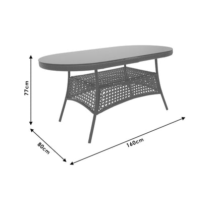 Τραπέζι Cellin pakoworld μέταλλο-pe rattan καφέ 160x80x77εκ