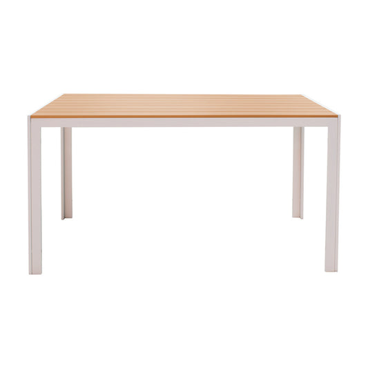 Τραπέζι Nares pakoworld αλουμίνιο λευκό-plywood φυσικό 140x80x72.5εκ