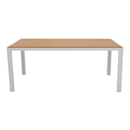 Τραπέζι Nares pakoworld αλουμίνιο λευκό-plywood φυσικό 180x90x72.5εκ