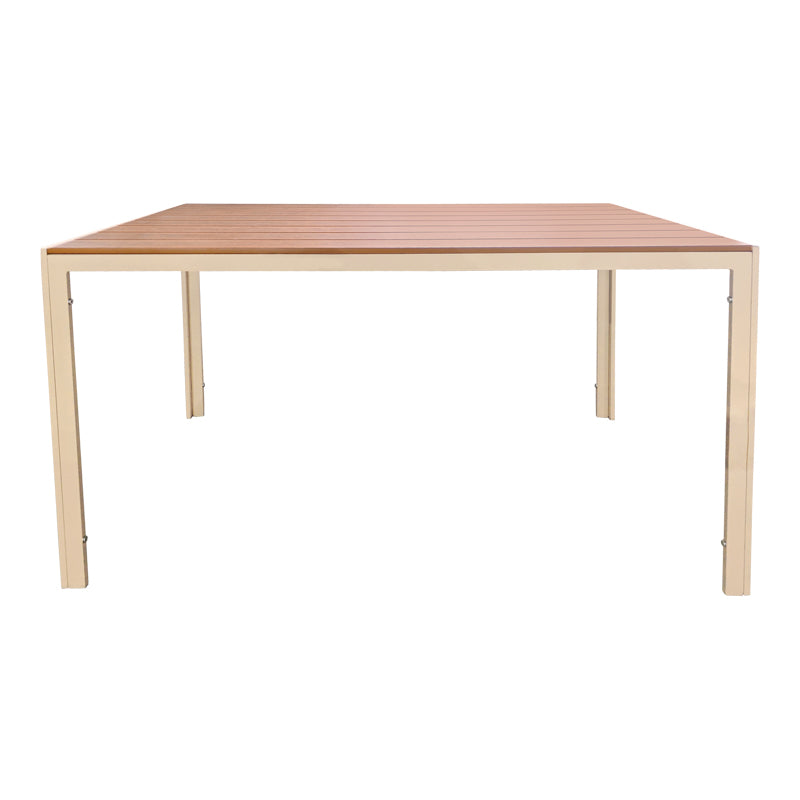 Τραπέζι Nares pakoworld αλουμίνιο cappuccino-plywood σε φυσική απόχρωση 140x80x72.5εκ