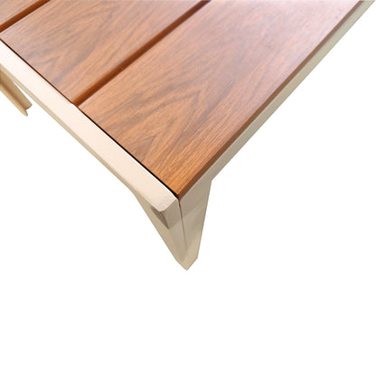 Τραπέζι Nares pakoworld αλουμίνιο cappuccino-plywood σε φυσική απόχρωση 140x80x72.5εκ