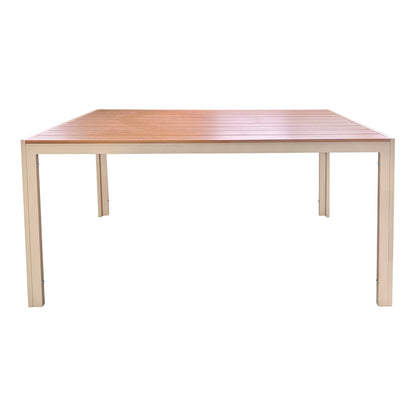 Τραπέζι Nares pakoworld αλουμίνιο cappuccino-plywood σε φυσική απόχρωση 180x90x72.5εκ