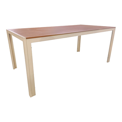 Τραπέζι Nares pakoworld αλουμίνιο cappuccino-plywood σε φυσική απόχρωση 180x90x72.5εκ