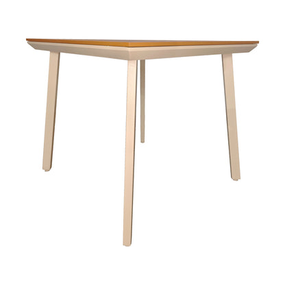 Τραπέζι Synergy pakoworld αλουμίνιο cappuccino-plywood σε φυσική απόχρωση 80x80x74εκ