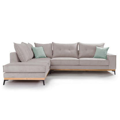 Γωνιακός καναπές δεξιά γωνία Luxury II pakoworld ύφασμα elephant-ciel 290x235x95εκ