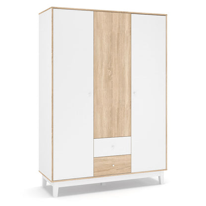 Ντουλάπα Awell pakoworld τρίφυλλη sonoma-λευκό 153.5x54.5x216εκ