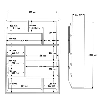 Βιβλιοθήκη Decora pakoworld σε φυσική-ανθρακί απόχρωση 90x22x123.6εκ