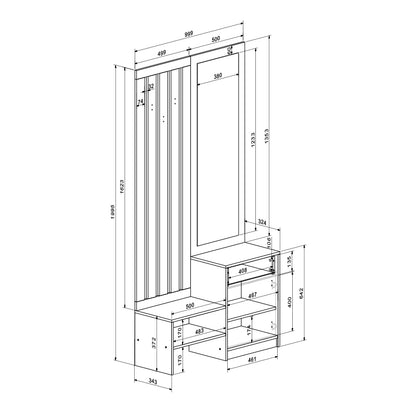 Έπιπλο εισόδου με καθρέπτη Citra pakoworld sonoma 100x34.3x199.5εκ