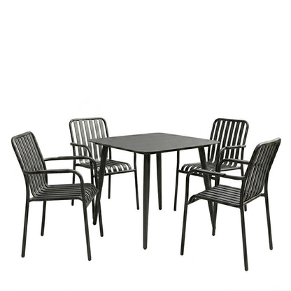 Τραπεζαρία Heven Vista pakoworld σετ 5τεμ μαύρο αλουμίνιο 80x80x72εκ