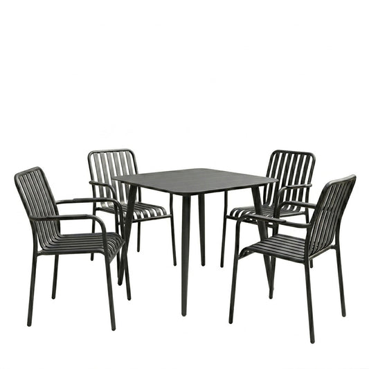 Τραπεζαρία Heven Vista pakoworld σετ 5τεμ μαύρο αλουμίνιο 80x80x72εκ