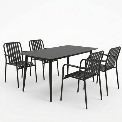 Τραπεζαρία Heven Vista pakoworld σετ 5τεμ μαύρο αλουμίνιο 120x70x72εκ