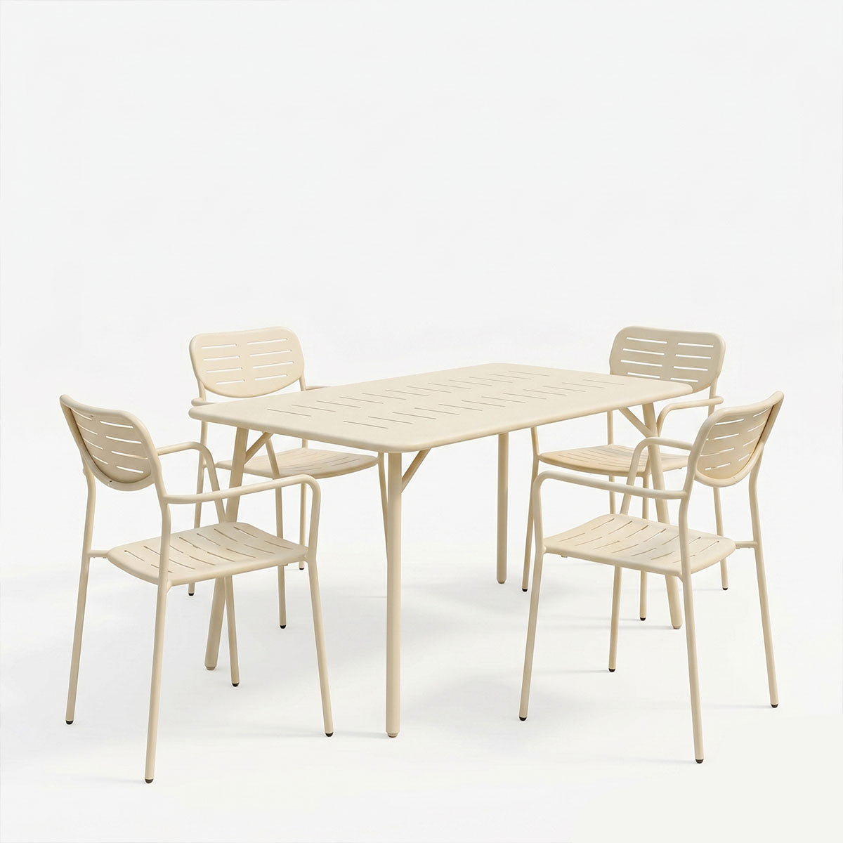 Τραπεζαρία Moraja Deraby pakoworld σετ 5τεμ κρεμ μέταλλο 140x80x72εκ
