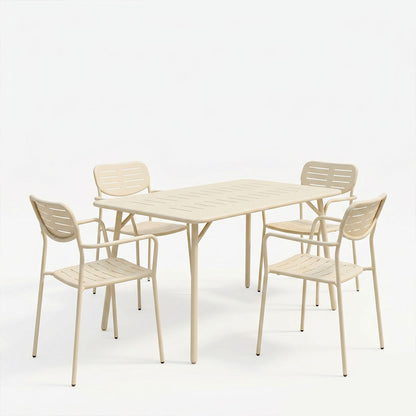 Τραπεζαρία Moraja Deraby pakoworld σετ 5τεμ κρεμ μέταλλο 140x80x72εκ