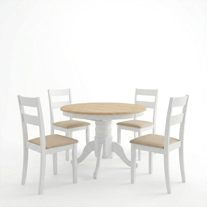 Τραπεζαρία Dallan Lars pakoworld 5τεμ λευκό rubberwood Φ100(+38)x100x75εκ