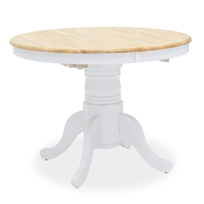 Τραπεζαρία Dallan Lars pakoworld 5τεμ λευκό rubberwood Φ100(+38)x100x75εκ