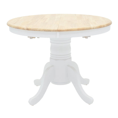 Τραπεζαρία Dallan Lars pakoworld 5τεμ λευκό rubberwood Φ100(+38)x100x75εκ