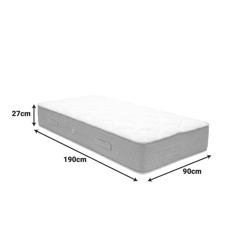 Κρεβάτι με στρώμα Athos Sleepy pakoworld sonoma λευκό 90x190εκ