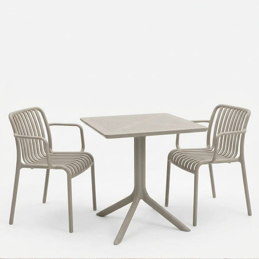 Τραπεζαρία Zoi Groovy pakoworld σετ 3τεμ cappuccino PP 80x80x74εκ