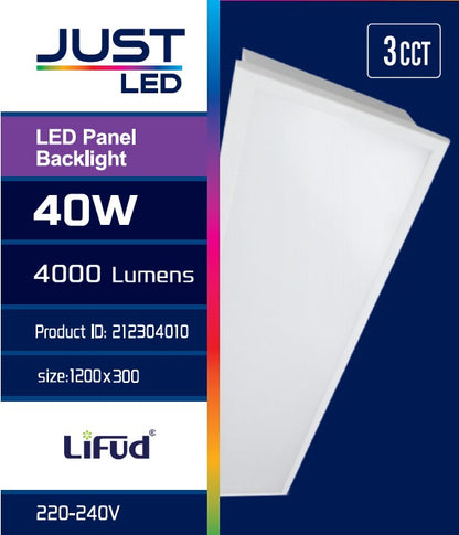JUST LED LED Panel Backlight 40watt Παραλληλόγραμμο 4000lum 3CCT D:120cm x 30cm (212304010)