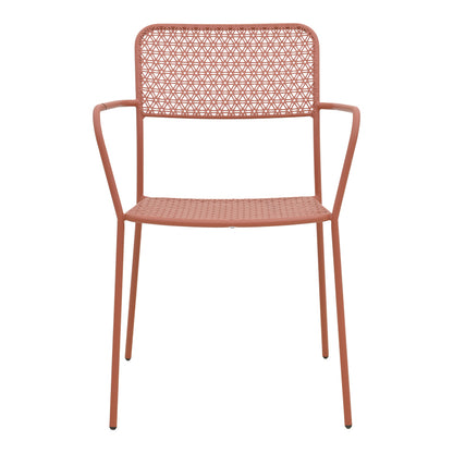 Πολυθρόνα Federal pakoworld στοιβαζόμενη terracotta μέταλλο 57x58x81.5εκ