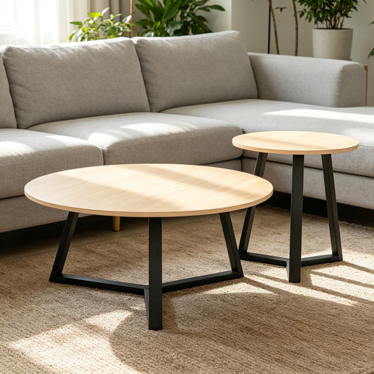 Βοηθητικό τραπέζι Berton pakoworld cappuccino με μαύρο μέταλλο Φ45x52εκ