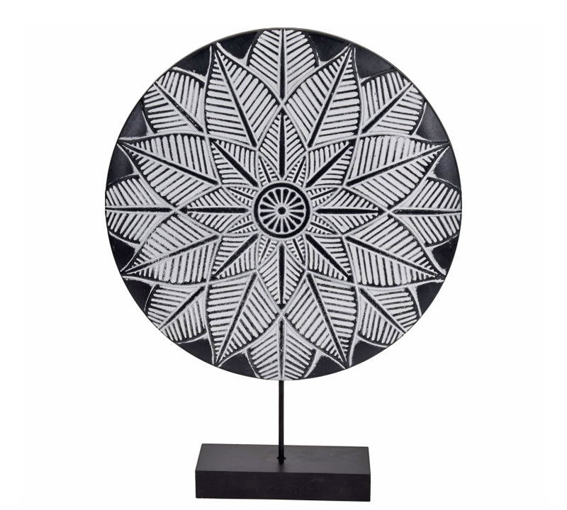 Στρογγυλό διακοσμητικό tribal σε stand,μαύρο,40cm