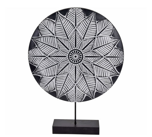 Στρογγυλό διακοσμητικό tribal σε stand,μαύρο,40cm