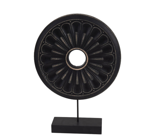 Στρογγυλό διακοσμητικό tribal σε stand,μαύρο,35cm