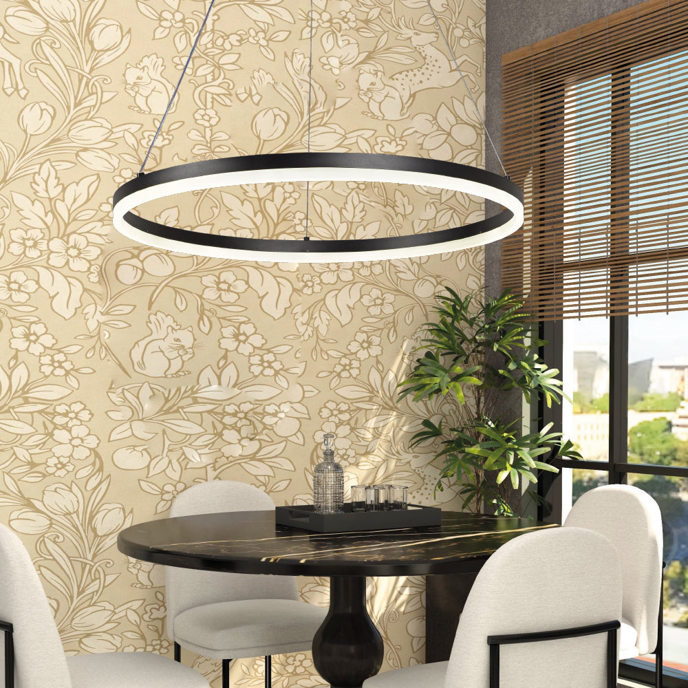 InLight Κρεμαστό φωτιστικό LED 45W 3CCT (by switch on base) D:60cm (6095-C-Black)