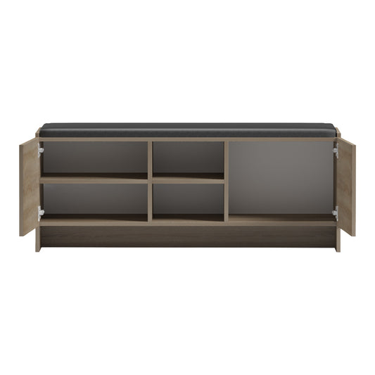Παπουτσοθήκη-σκαμπό Zulla pakoworld sonoma-μαύρο 110x37x43εκ