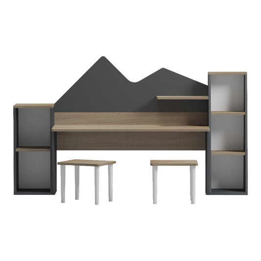 Παιδικό γραφείο με σκαμπο Dualto pakoworld sonoma-ανθρακί 180x30x93.6εκ