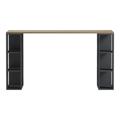 Γραφείο με ραφιέρα Colmar pakoworld ανθρακί- sonoma 140x60x75εκ