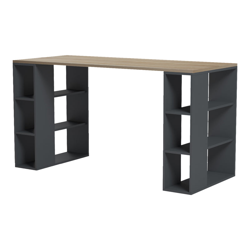 Γραφείο με ραφιέρα Colmar pakoworld ανθρακί- sonoma 140x60x75εκ