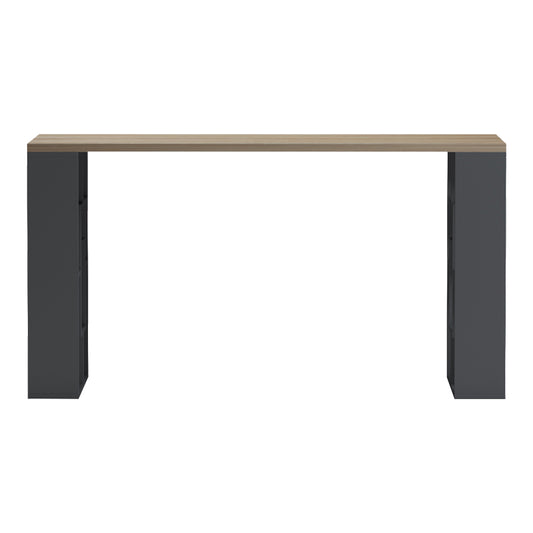 Γραφείο με ραφιέρα Labirent pakoworld ανθρακί-sonoma 140x60x75εκ