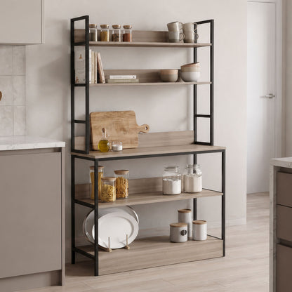 Επιδαπέδια ραφιέρα Oranis pakoworld sonoma-μαύρο 105x38x165εκ