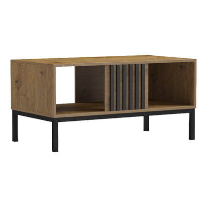 Τραπέζι σαλονιού Delanka pakoworld oak-μαύρο 92x50x46εκ