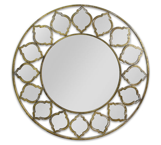Στρογγυλός καθρέπτης,χρυσή κορνίζα "Moroccan",95cm